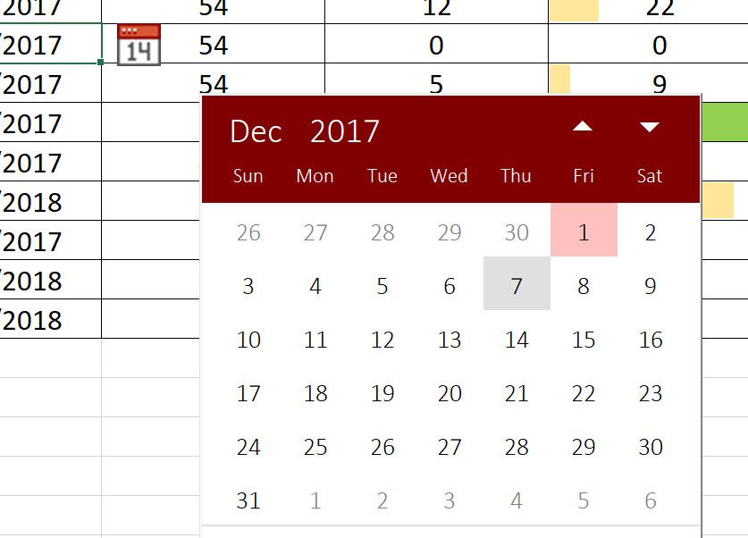 excel for mac date picker